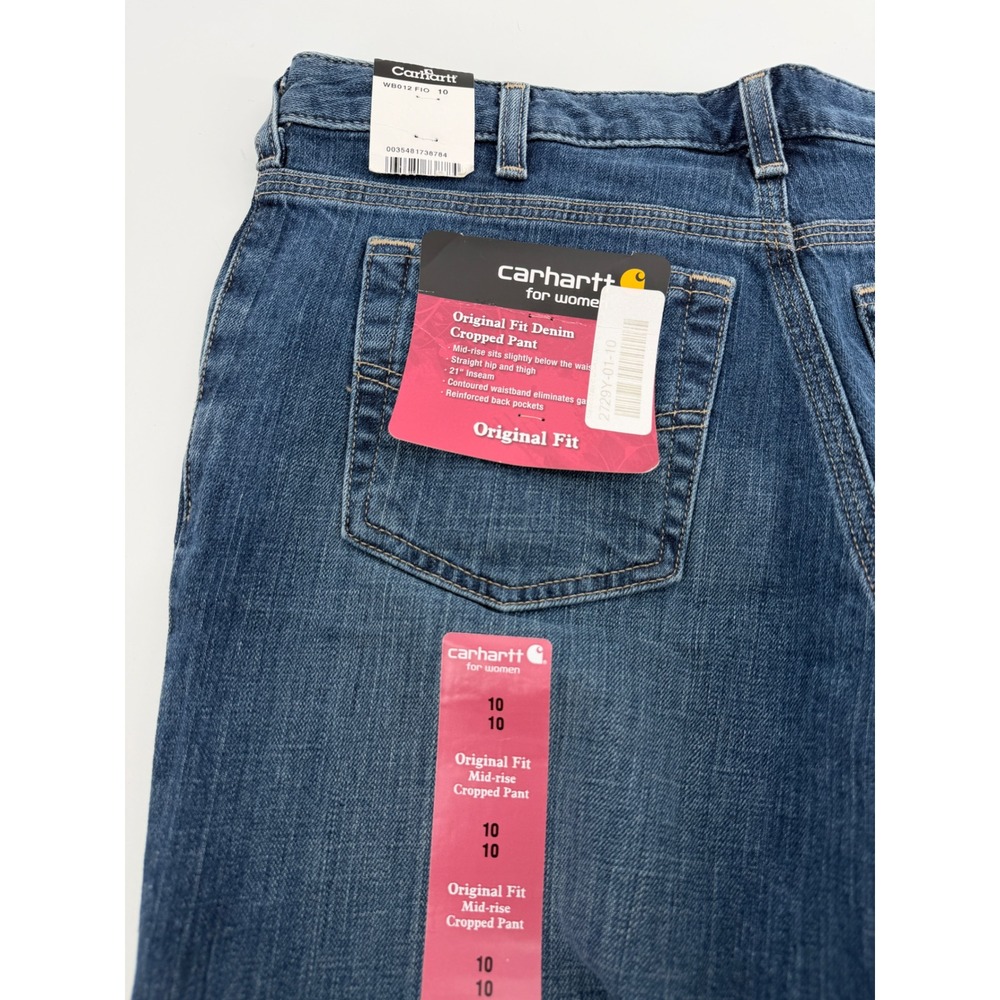 Carhartt Women Original Fit Mid-Rise Cropped Denim Pants Blue WB012 Size 10 NWT
